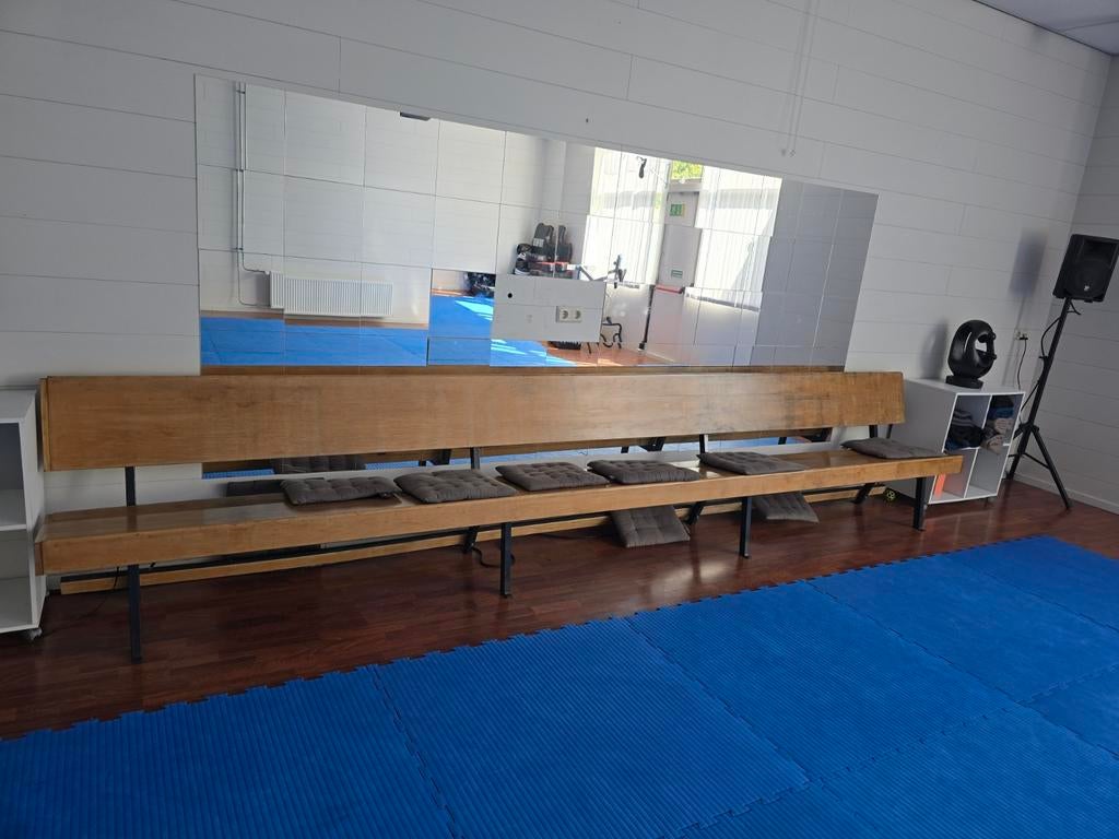 Lange houten kerkbank - 4,5 meter, Ophalen, Gebruikt, Bruin, Klassiek, Rustiek
