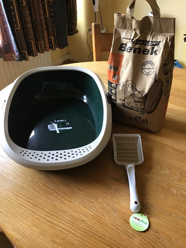 Kooa open kattenbak + schepje + kattenbakvulling Super Benek, Ophalen, Nieuw, Open