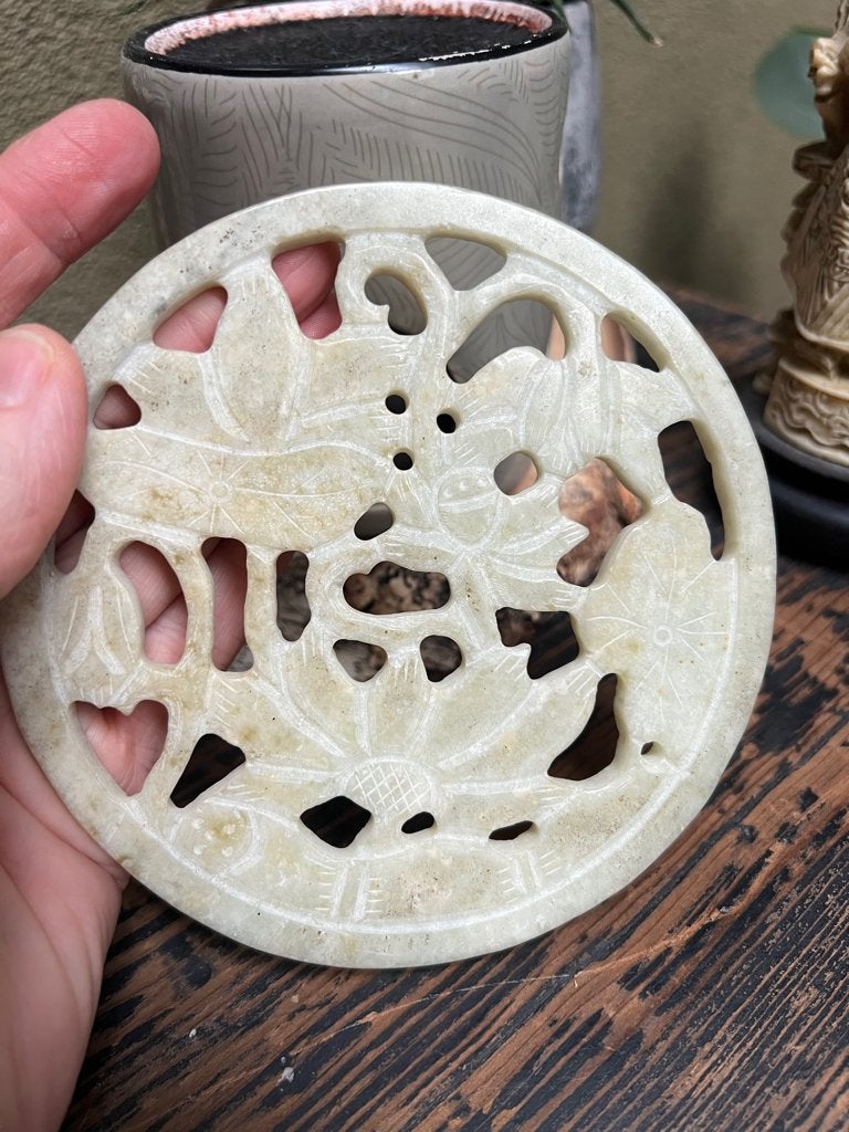 Chinees lotus onderzetter vintage marmer chinese, Huis en Inrichting, Woonaccessoires | Onderzetters, Verburgt Vintage, Ophalen of Verzenden