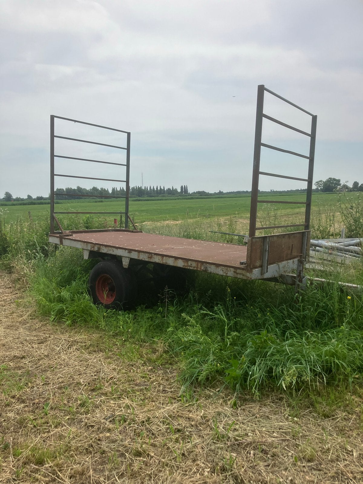 Enkelas balenwagen met rekken, Ophalen, Akkerbouw, Transport