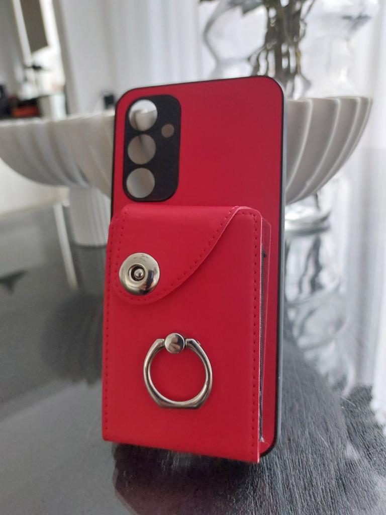 Telefoonhoesje met kaarthouder en ring - Rood, Ophalen of Verzenden, Nieuw, Hoesje of Tasje