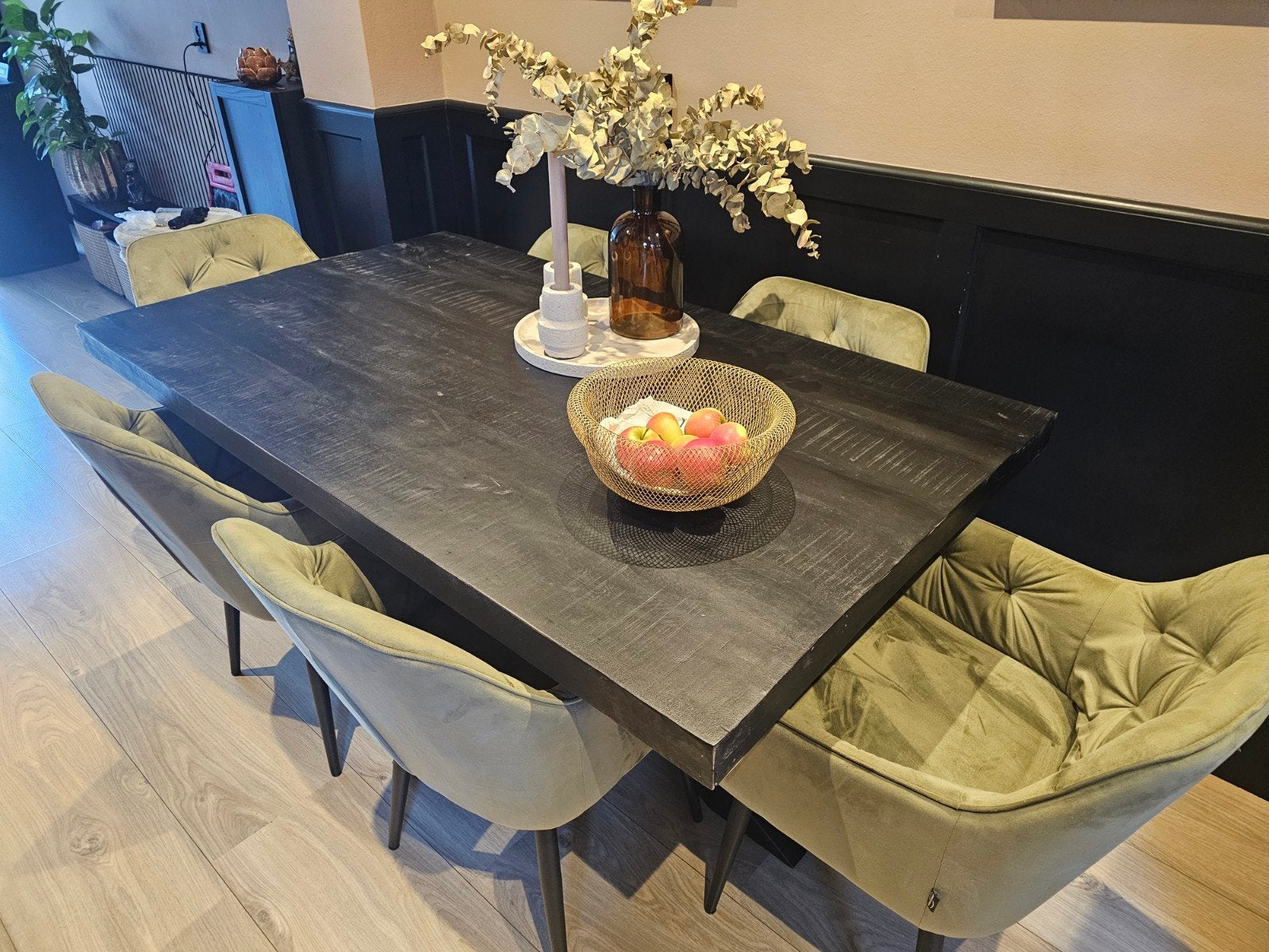 mooie zwarte tafel, Ophalen, 50 tot 100 cm, Zo goed als nieuw, Vijf personen of meer