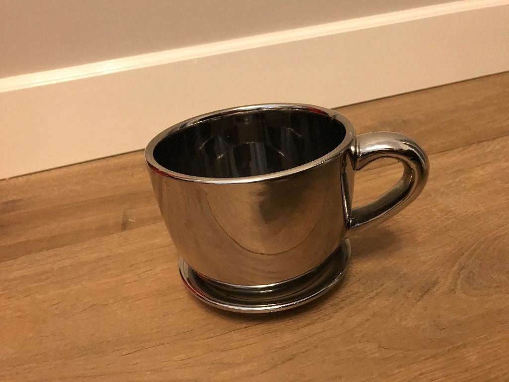 Bloempot theekop zilver, Ophalen, Overige materialen, Rond, Zo goed als nieuw
