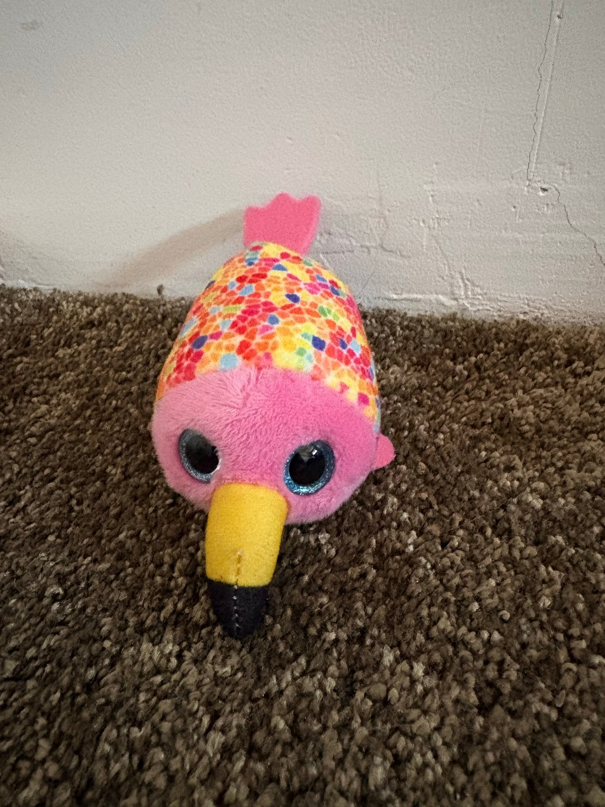 Roze Flamingo Knuffel met Grote Ogen - Zo Goed als Nieuw, Kinderen en Baby's, Overige karakters, Overige typen, Ophalen of Verzenden
