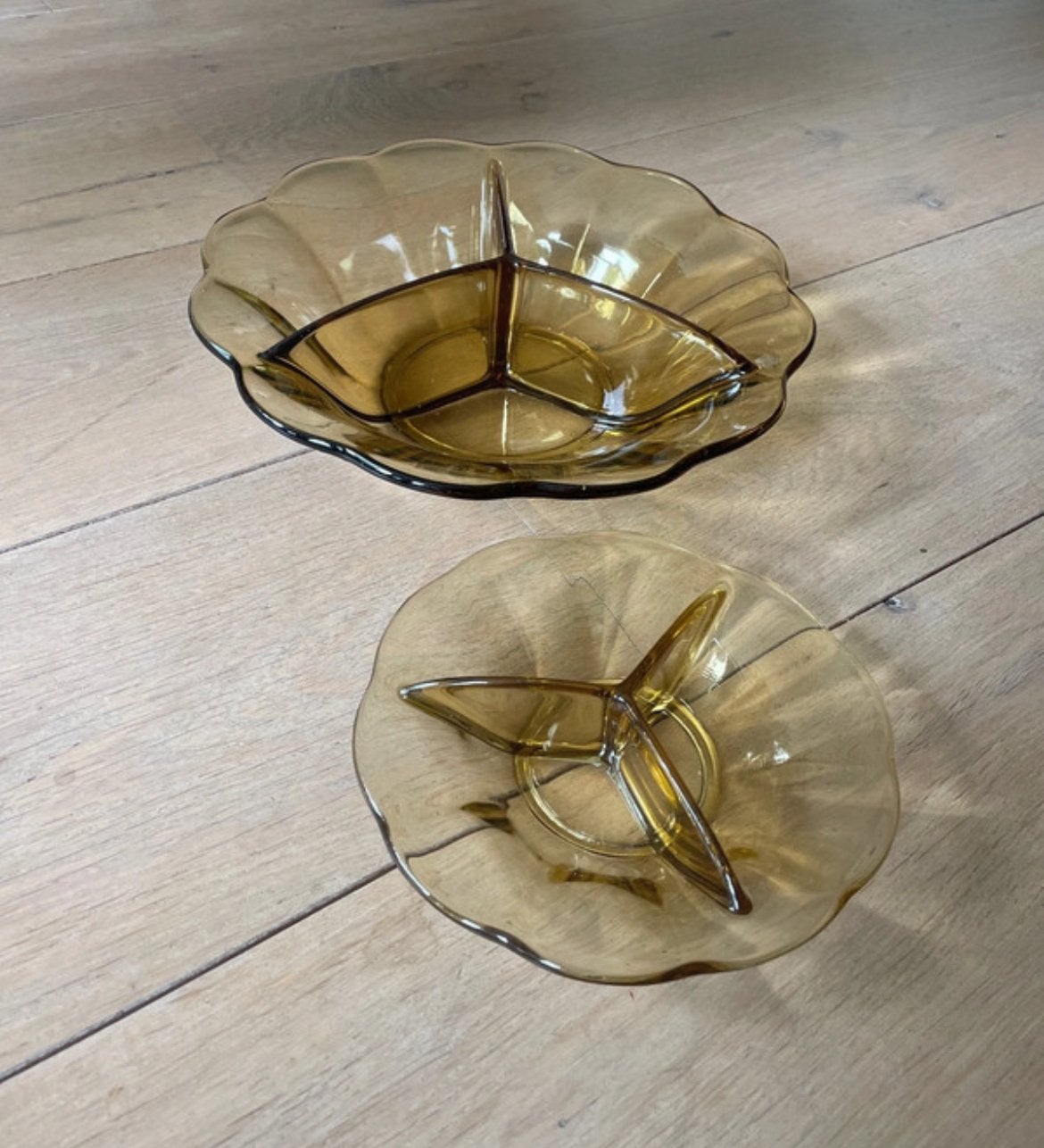 Gezellige rookglas serveerschalen bruin, Ophalen, Schaal, Rond, Glas