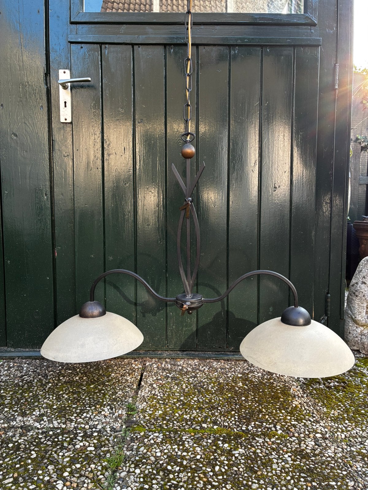 Landelijke / Rustieke Smeedijzeren Hanglamp (2-Lichts), Ophalen, Landelijk, rustiek, romantisch, E27 (groot), Zo goed als nieuw