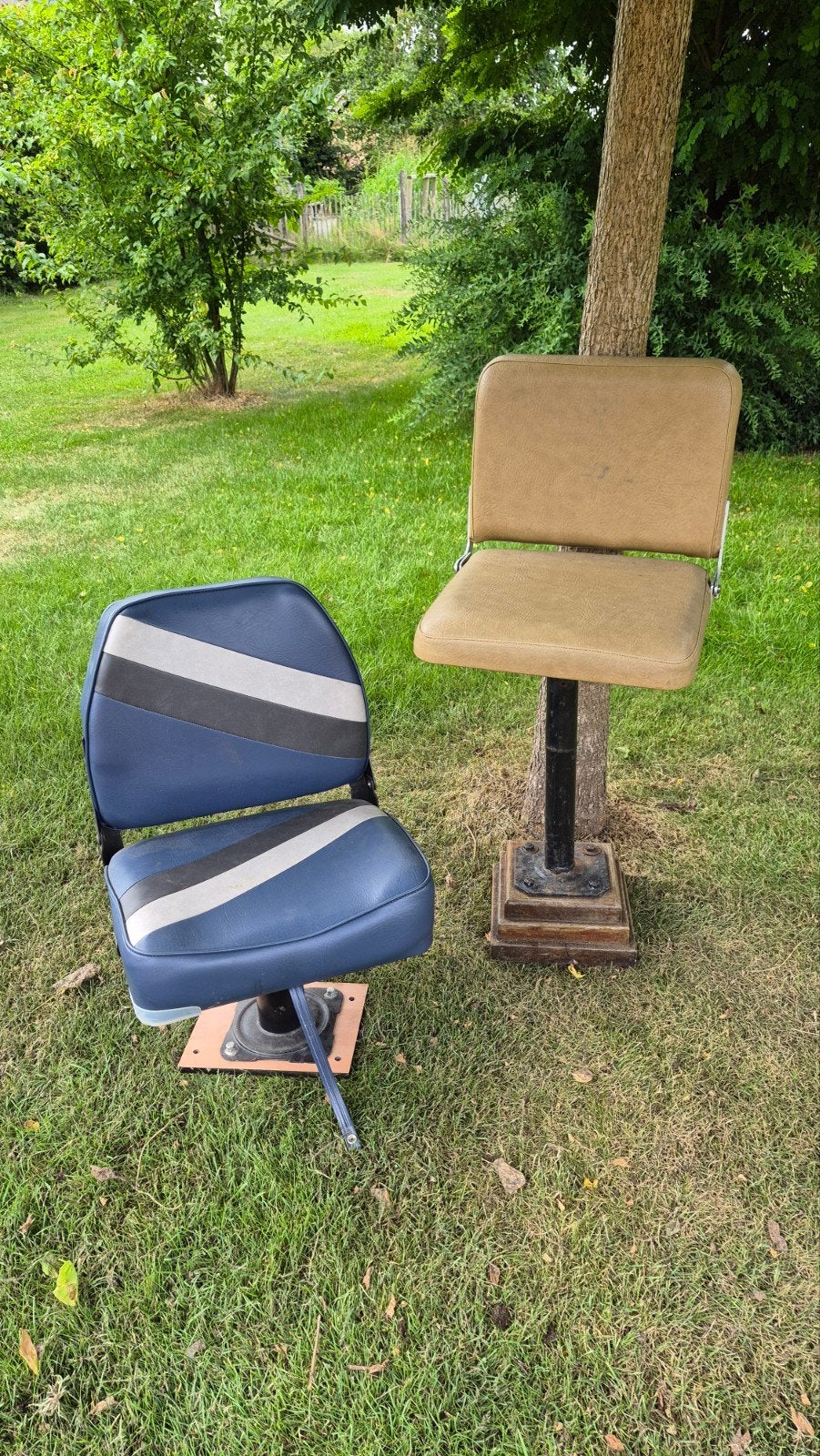 Bootstoelen - Set van 2 (Blauw/Wit en Bruin), Ophalen of Verzenden