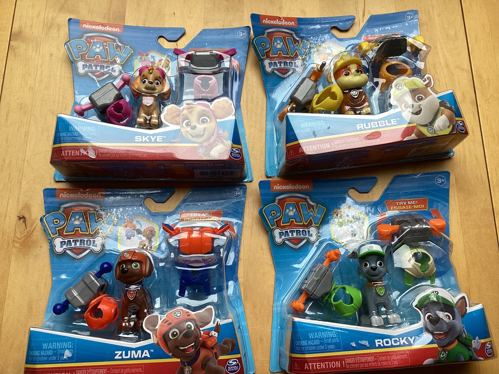 4 x paw patrol nieuw in doos skye / rubble / zuma en rocky, Kinderen en Baby's, Ophalen of Verzenden, Nieuw