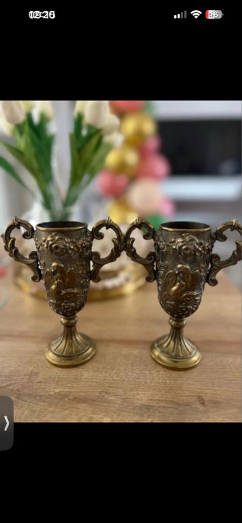 Bronzen Vintage Messing Trofee Vazen, Ophalen of Verzenden, Koper of Brons