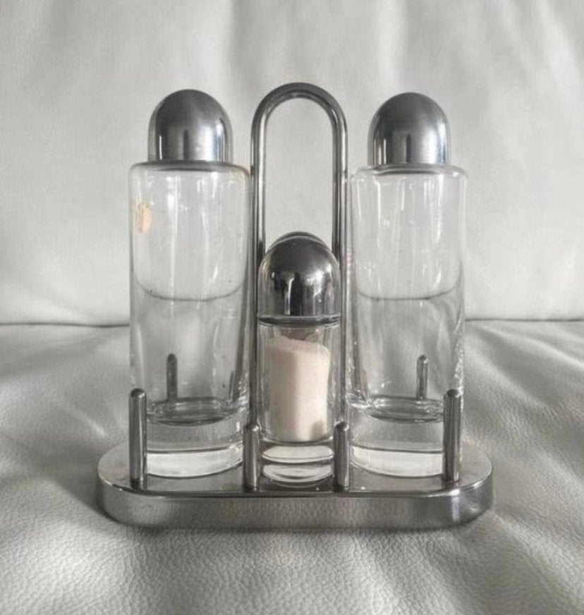 Zout peper olie en azijn houder Alessi ZGAN Condiment set, Huis en Inrichting, Keuken | Keukenbenodigdheden, Ophalen of Verzenden