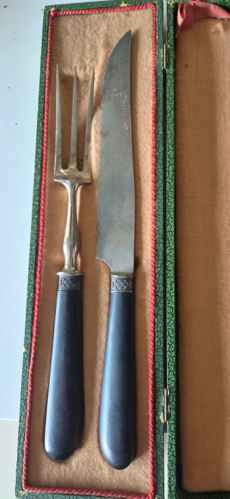 Antieke Franse Trancheerset (Mes&Vork) in Cassette – ca. 19, Antiek en Kunst, Ophalen of Verzenden