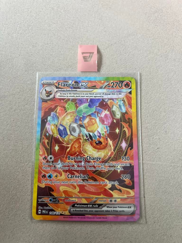 Flareon ex (PRE 146) Prismatic Evolutions Pokemon, Ophalen of Verzenden, Zo goed als nieuw, Losse kaart, Foil