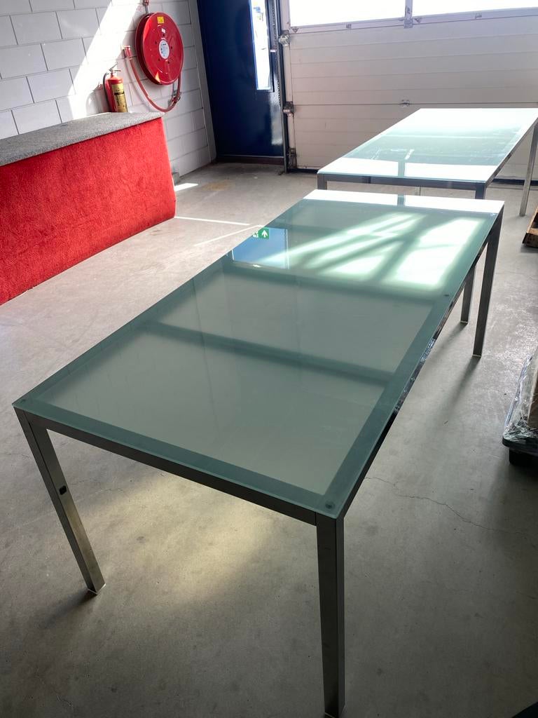 Glazen tafels (vergader of diner) gratis af te halen!, Ophalen, Gebruikt, 50 tot 100 cm, Glas