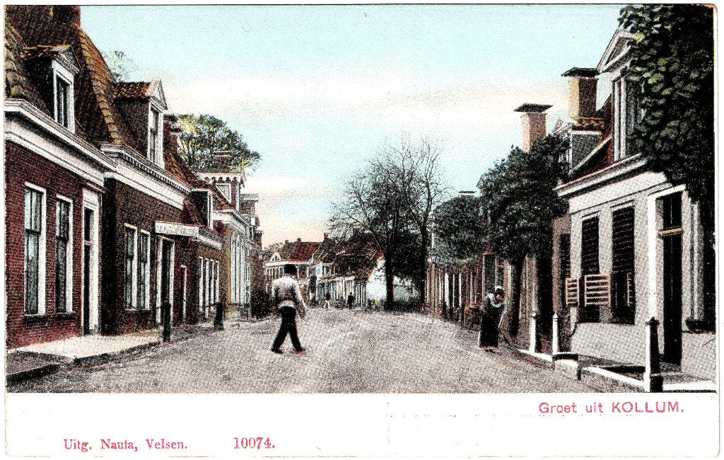 Kollum fr, groet uit kollum, ongelopen ca.1910 R.prijs 4,50, Verzenden, Voor 1920, Ongelopen, Friesland
