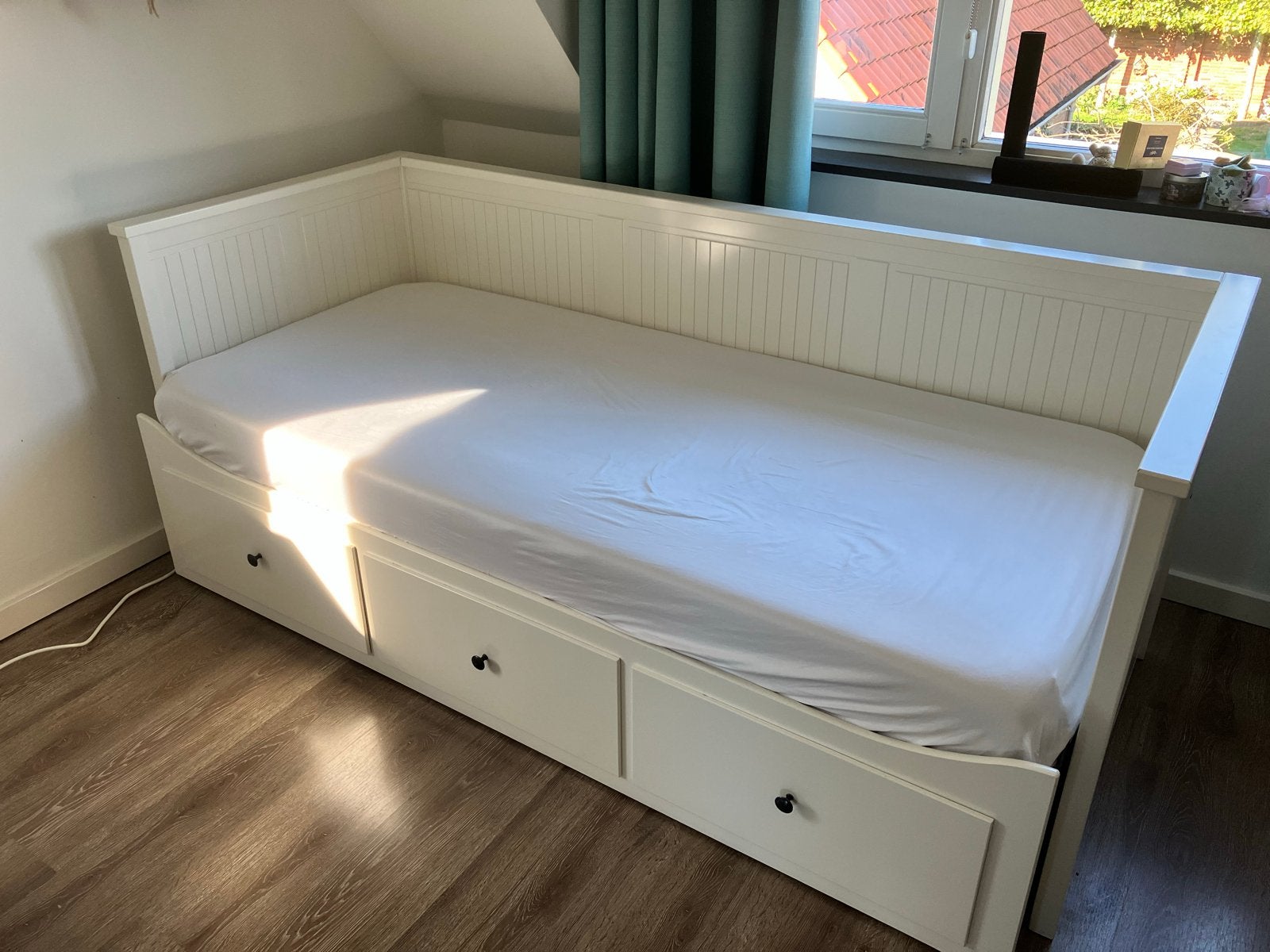 IKEA Hemnes bedbank 3 lades - Wit - matras, Ophalen, Gebruikt, Wit, 200 cm