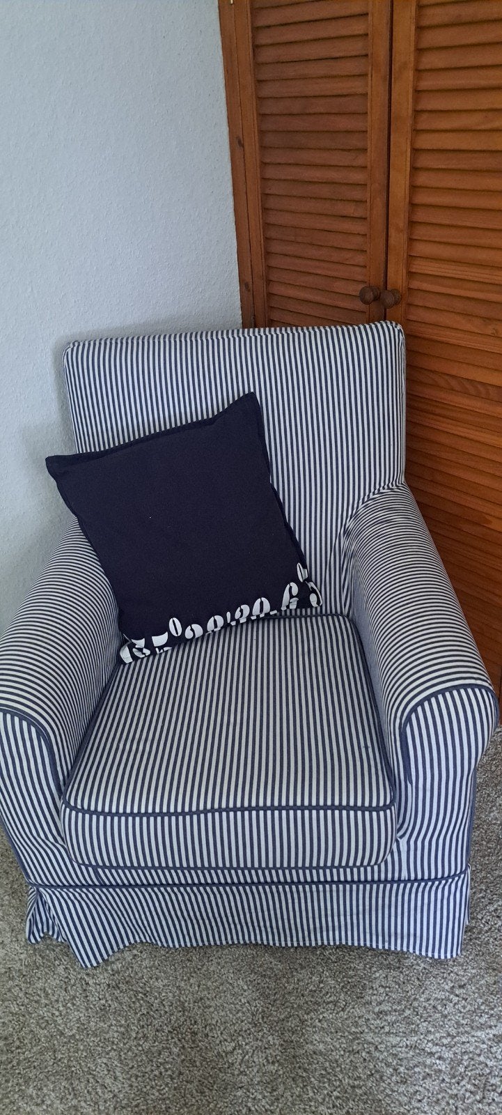 z.g.a.n. jennylund stoel met marine streepdessin, Modern, Klassiek, Tijdloos, Minder dan 75 cm, Ophalen of Verzenden, Zo goed als nieuw