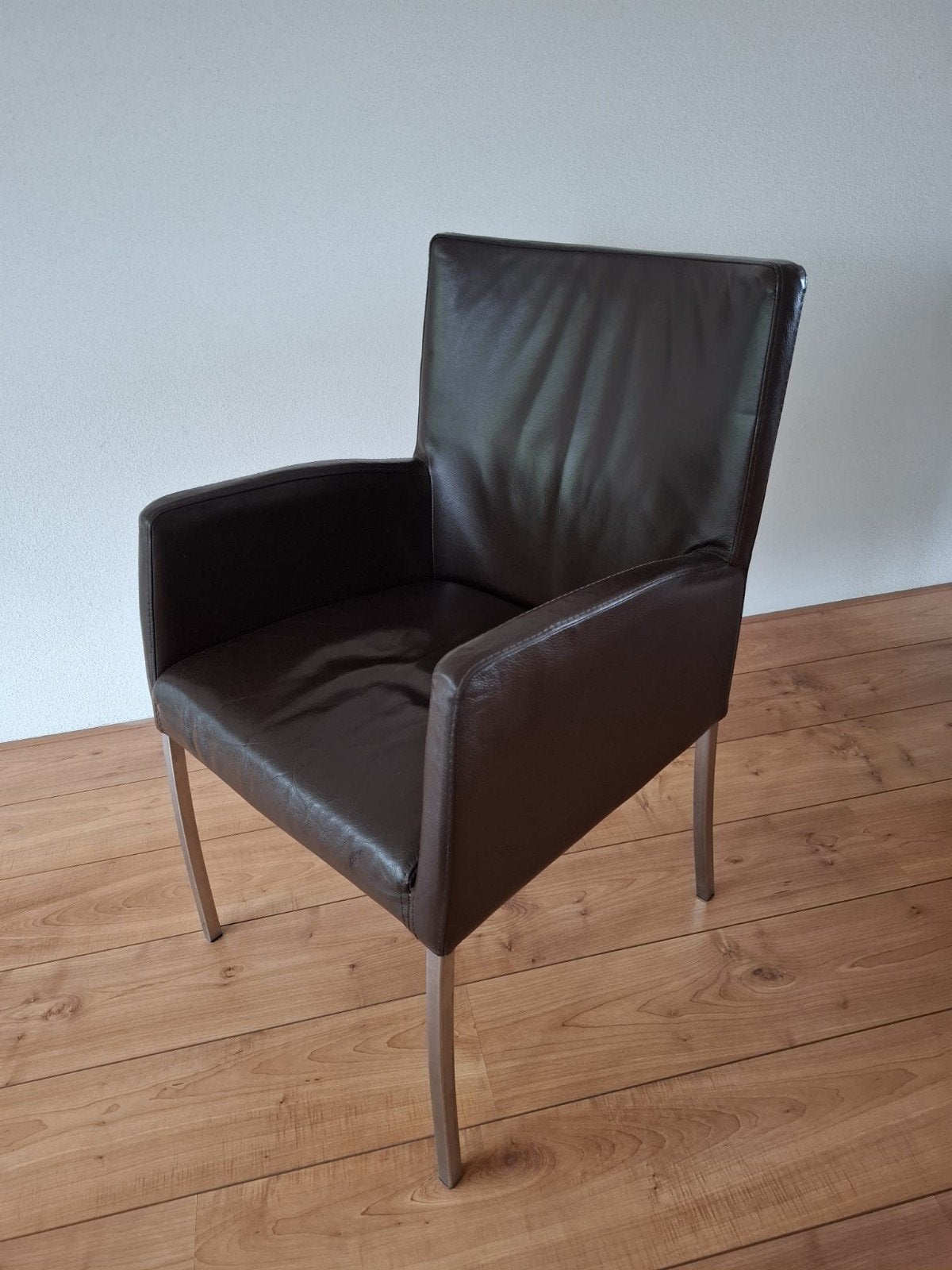 Lederen stoelen 6 stuks bruin, Huis en Inrichting, Stoelen, Ophalen, Bruin, Leer, Zo goed als nieuw