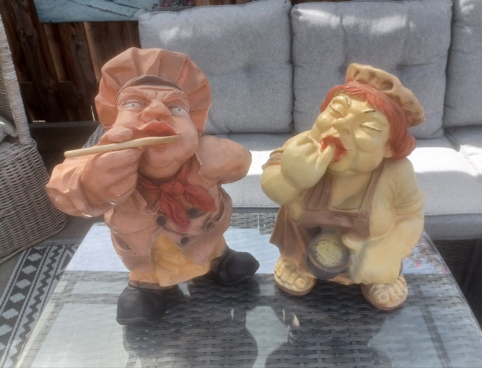 2 vintage Italiaanse bakkers Polyester beelden koks bakkerij, Verzamelen, Beelden en Beeldjes, Ophalen of Verzenden, Gebruikt
