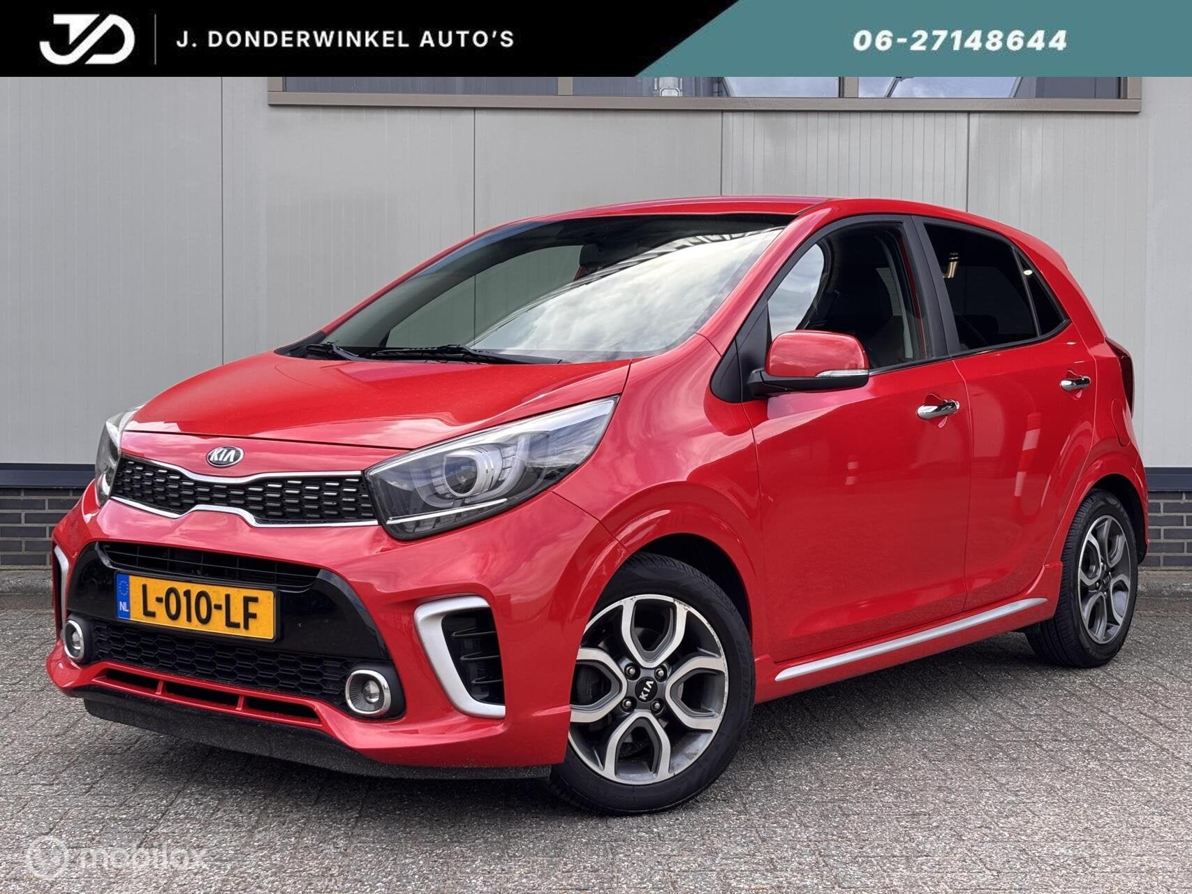 Kia Picanto 1.0 CVVT GT-Line LEDER cruise camera RIJKLAAR, Auto's, Voorwielaandrijving, Gebruikt, 4 stoelen, Leder en Stof