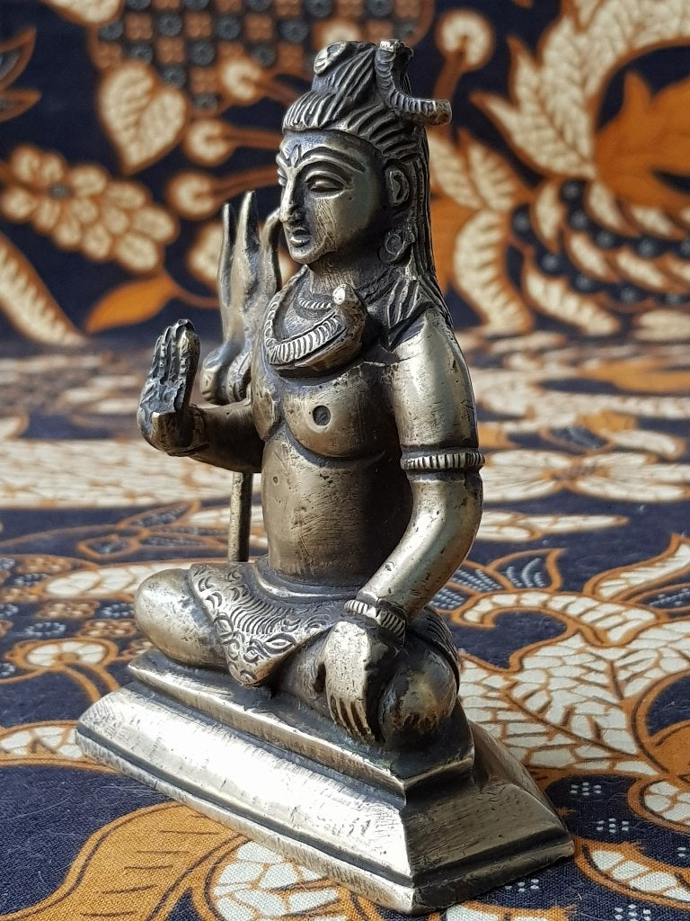 Mooi antiek brons beeldje uit India van Shiva 10,8 cm., India, Handgemaakt, Ophalen of Verzenden, Brons
