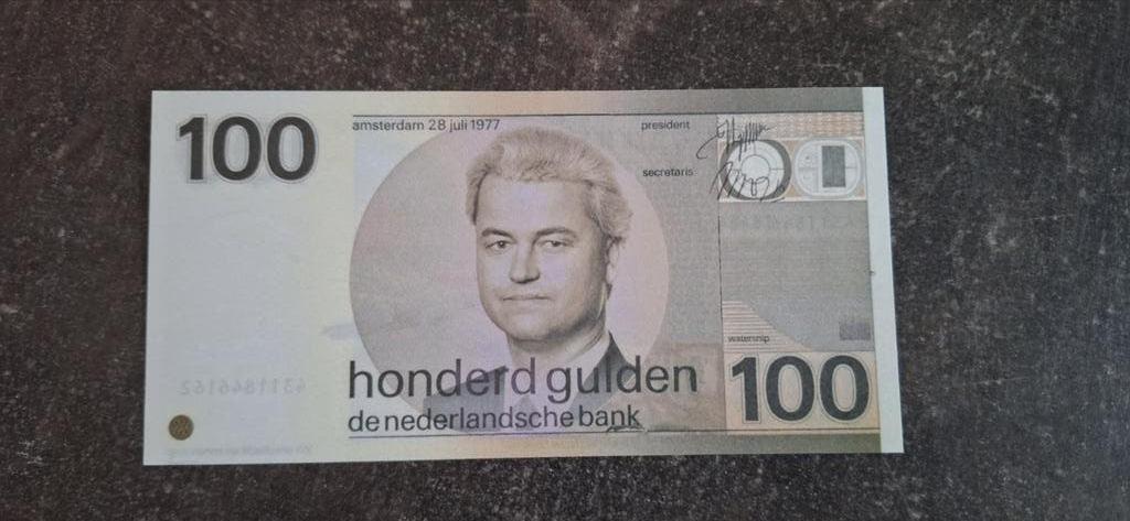 Wilders bankbiljet 100 gulden snip UNC ., Ophalen of Verzenden, 100 gulden