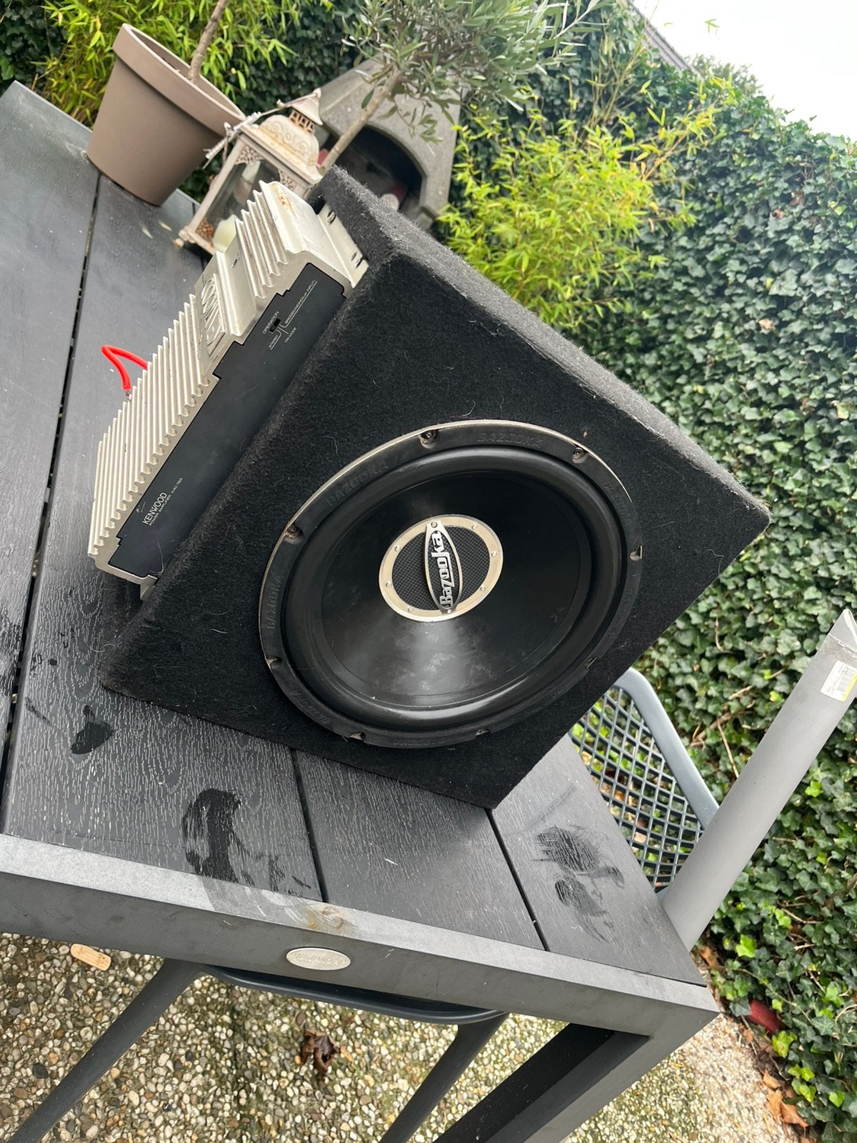 Bazooka subwoofer met kenwood versterker, Auto diversen, Ophalen, Gebruikt