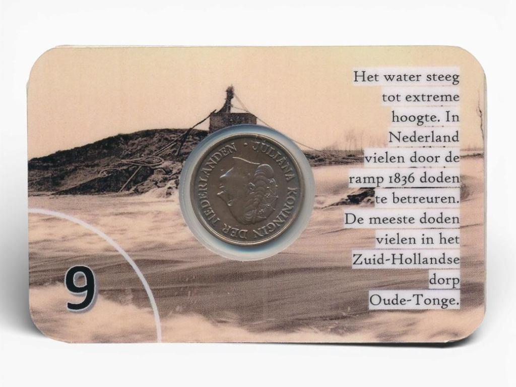 Nederland 5 cent 1953 in Watersnoodramp-coincard 9