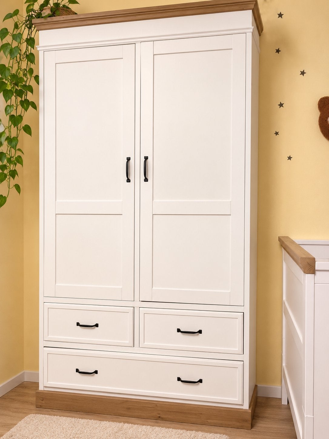 Kidsmill Savona kledingkast – Wit/Eiken, Ophalen, 50 tot 70 cm, 105 cm of meer, 100 cm of meer
