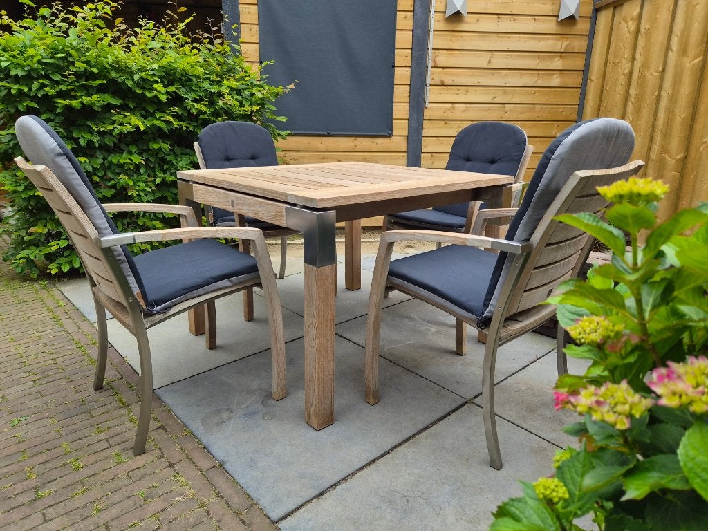Val-Eur design tuinset, Ophalen, 4 zitplaatsen, Gebruikt, Teakhout
