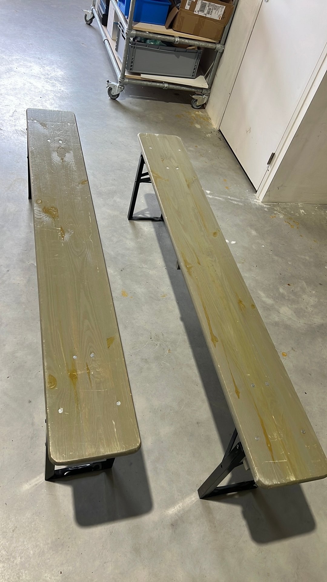 2 Bierbanken 178 x 25 cm, Ophalen, Gebruikt, Rechthoekig, Overige materialen