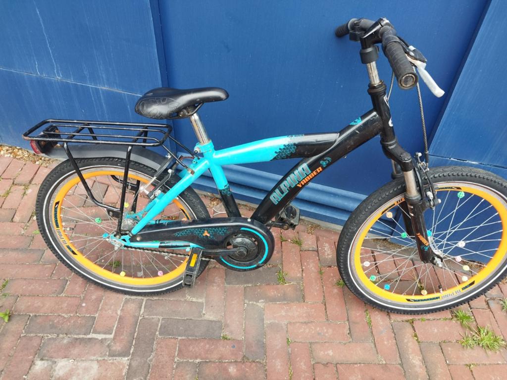 Alpina Yabber kinderfiets 20 inch - Zwart/Turquoise, Overige merken, Gebruikt, Velgrem, Minder dan 49 cm