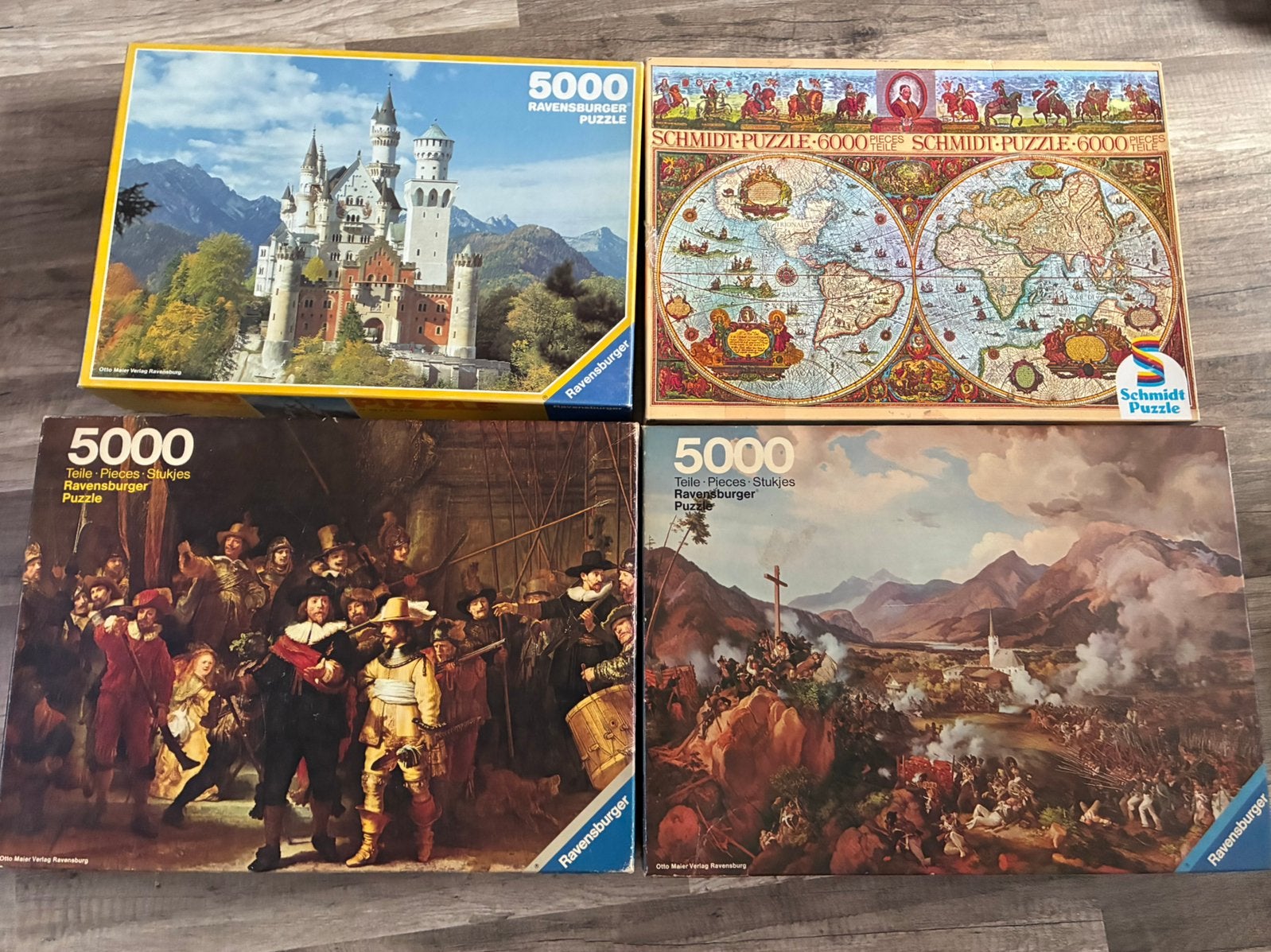 4 grote puzzels € 10 per stuk, 4 voor € 35, Ophalen, Meer dan 1500 stukjes, Gebruikt