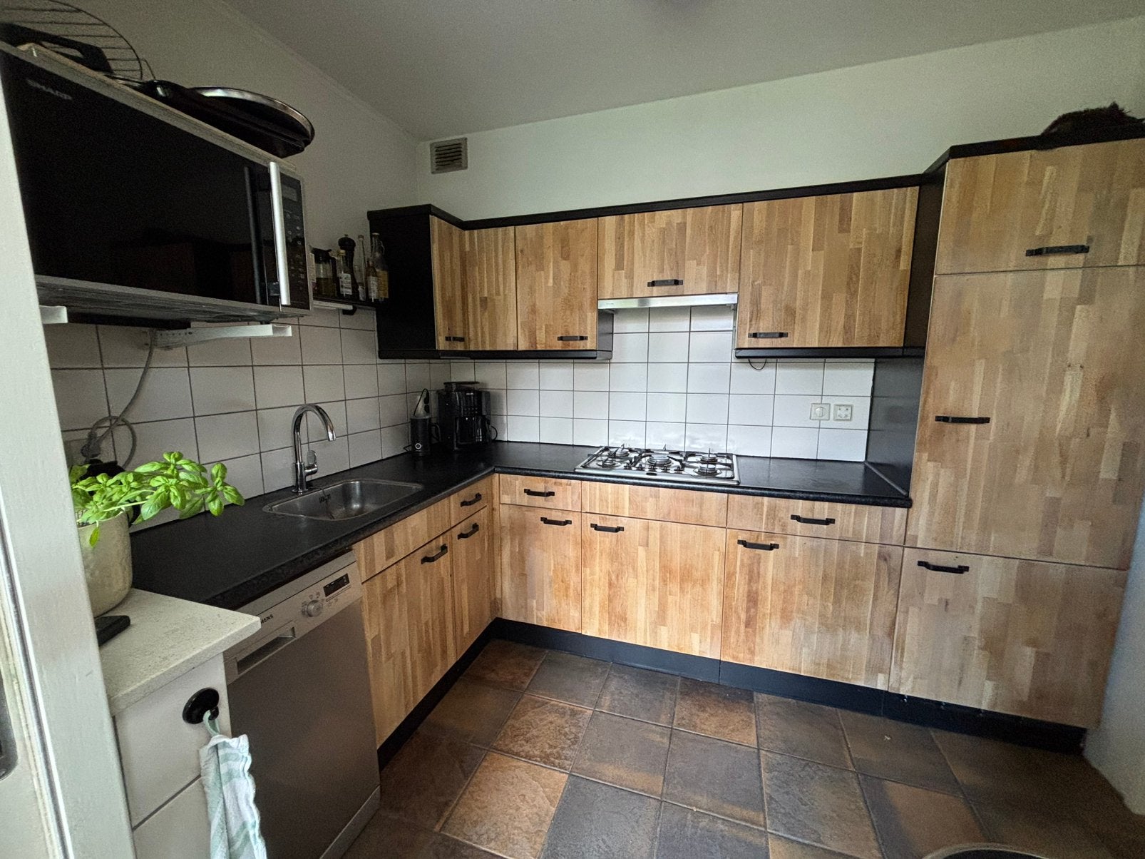 Massief eiken houten keuken 280x200 !!, Ophalen, Gebruikt, Bruin, Hoekkeuken