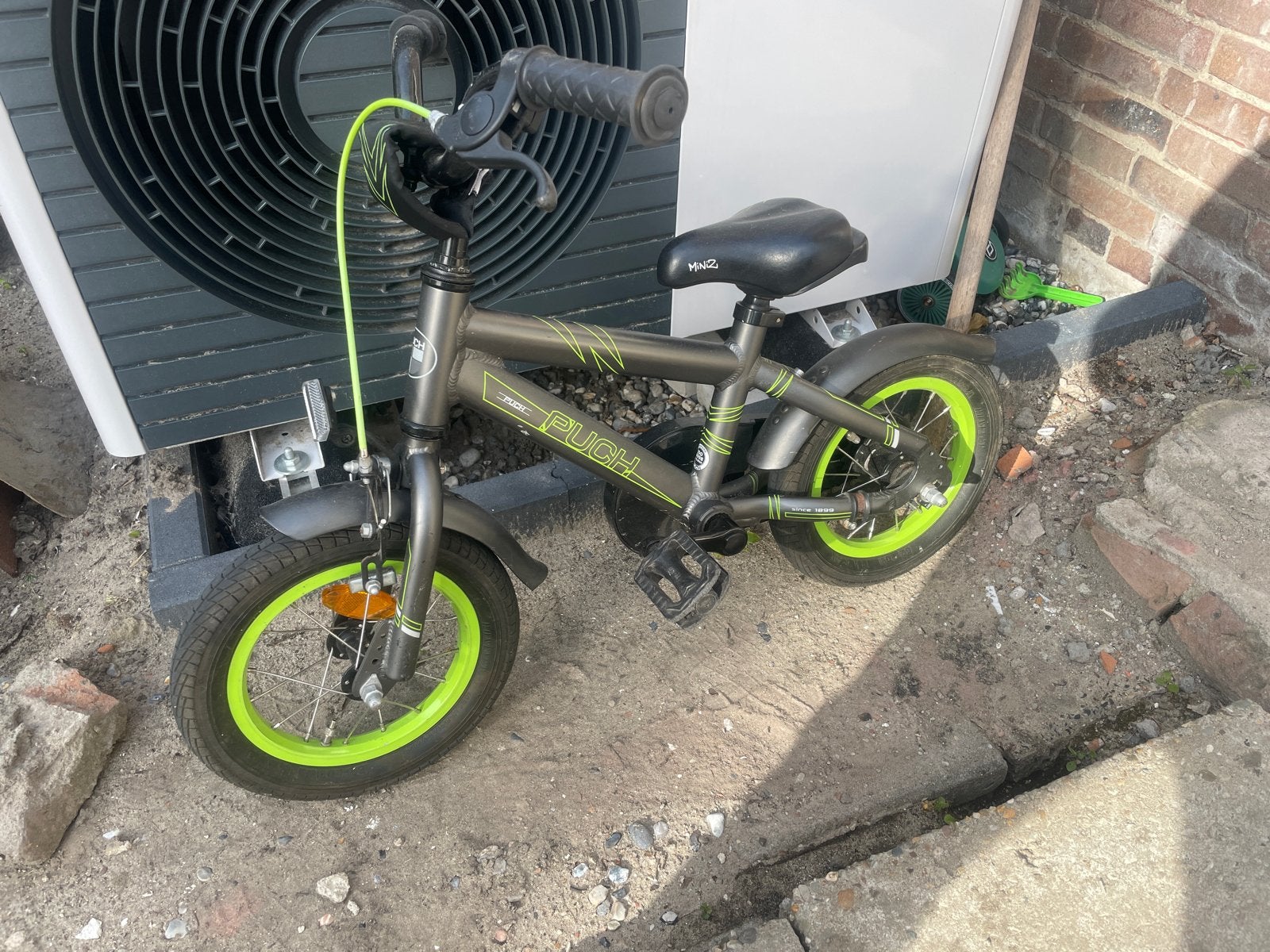 Puch kinderfiets 12 inch - Grijs/Neon Groen, Ophalen of Verzenden, Gebruikt, Terugtraprem, Minder dan 16 inch