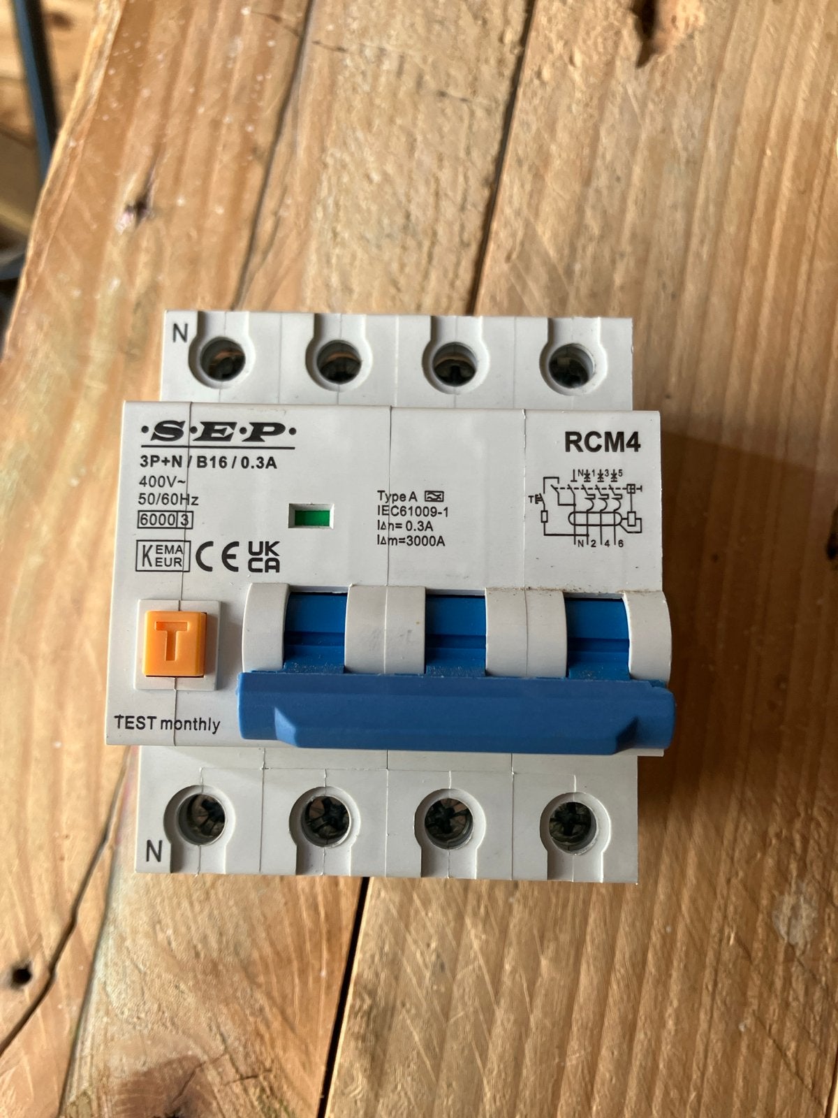 SEP RCM4 Aardlekautomaat 3P+N/B16/0.3A, Doe-het-zelf en Verbouw, Elektra en Kabels, Verzenden, Gebruikt, Overige merken, Aardlekautomaat