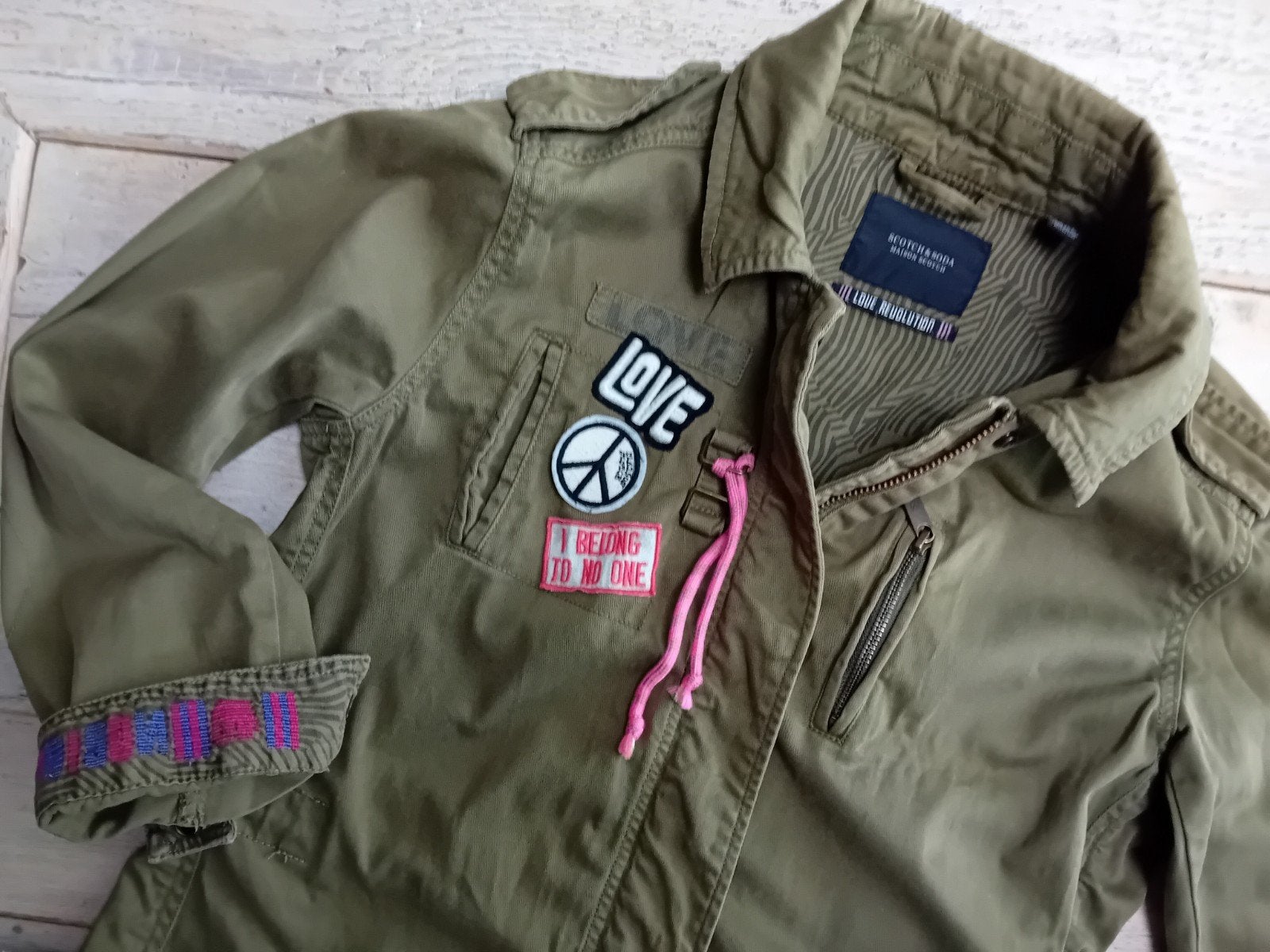 mooie jas leuk festival jasje xs s maison scotch legergroen, Zo goed als nieuw, Maat 34 (XS) of kleiner, Groen, Maison Scotch