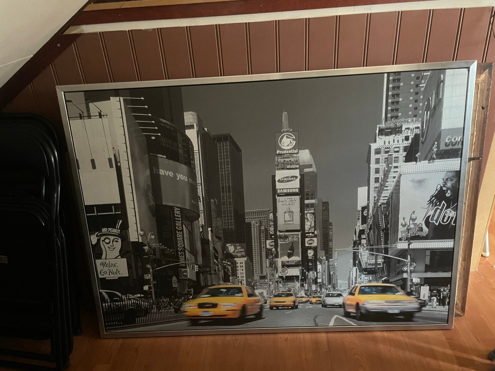 Poster met lijst 140x100 cm - New York Times Square, Ophalen, Gebruikt, 125 cm of meer, Foto of Poster