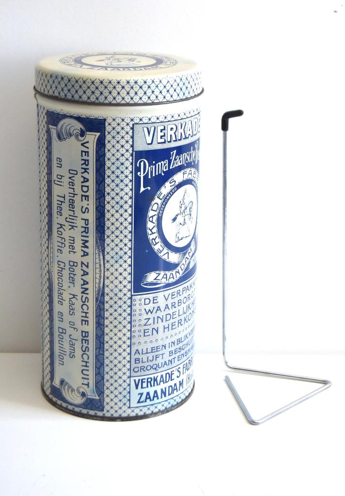 Vintage Verkade beschuitblik met beschuitlift in goede staat, Verzamelen, Blikken, Ophalen of Verzenden, Gebruikt, Beschuit, Verkade
