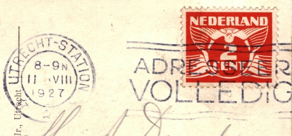 972028	Utrecht	Dom	Domtoren	1927	Gelopen met zegel, Ophalen of Verzenden, 1920 tot 1940, Gelopen, Utrecht