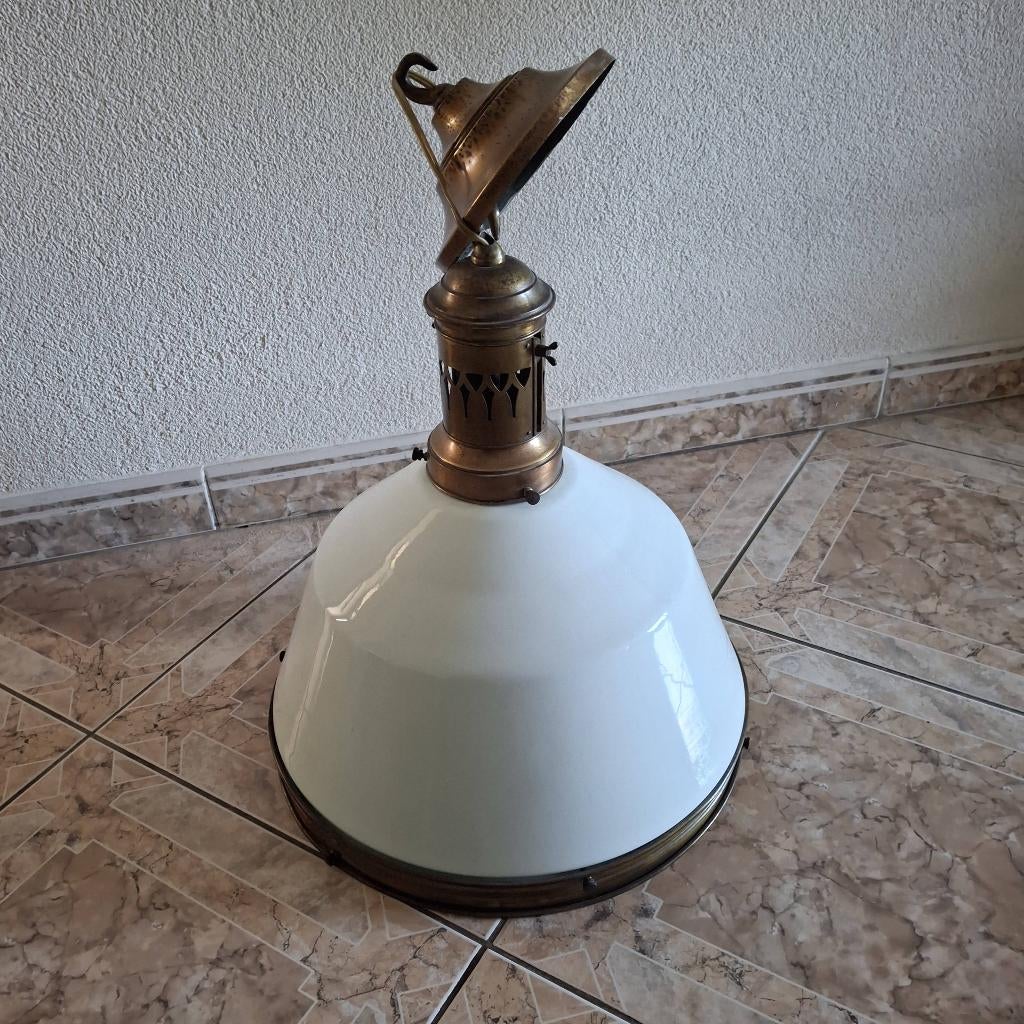 Antieke glazen hanglamp, jaren 20-30,, Ophalen of Verzenden