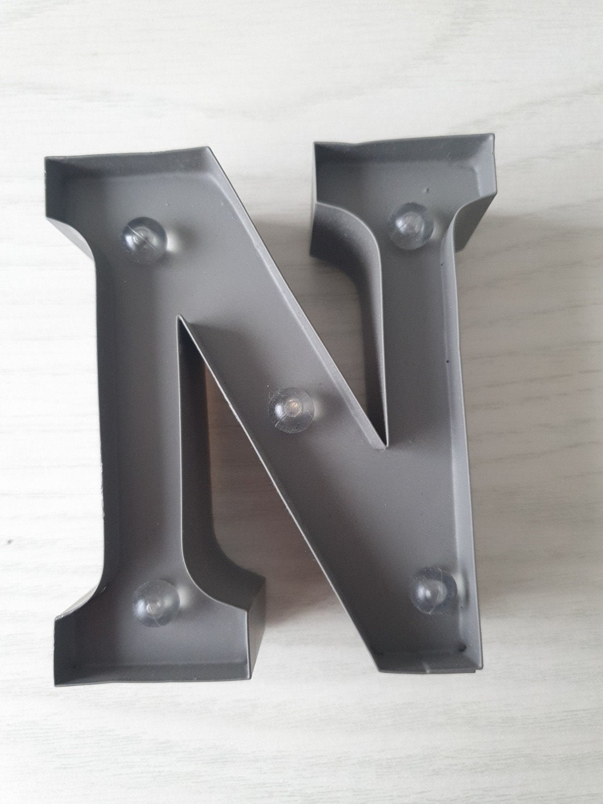 Decoratieve LED Letter N - Grijs Metaal, Ophalen of Verzenden, Zo goed als nieuw, Grijs, Metaal
