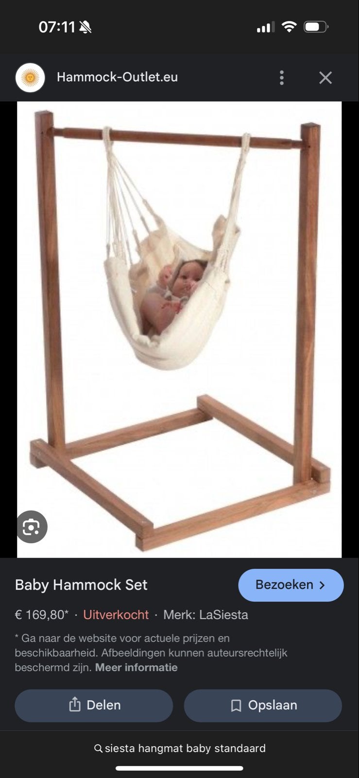LaSiesta Baby Hangmat met Standaard, Kinderen en Baby's, Babywiegjes en Ledikanten, Ophalen, Gebruikt, Wieg