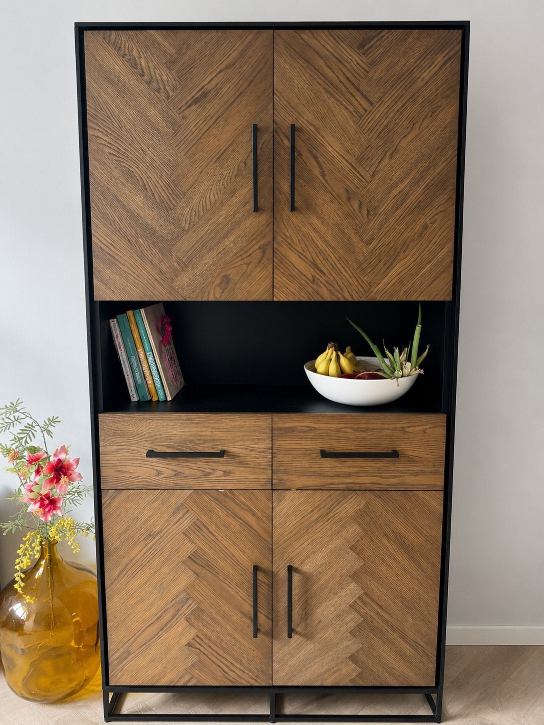 Grote keukenkast buffetkast visgraat 193x93x40 cm, Ophalen, Zo goed als nieuw, Minder dan 150 cm, Metaal
