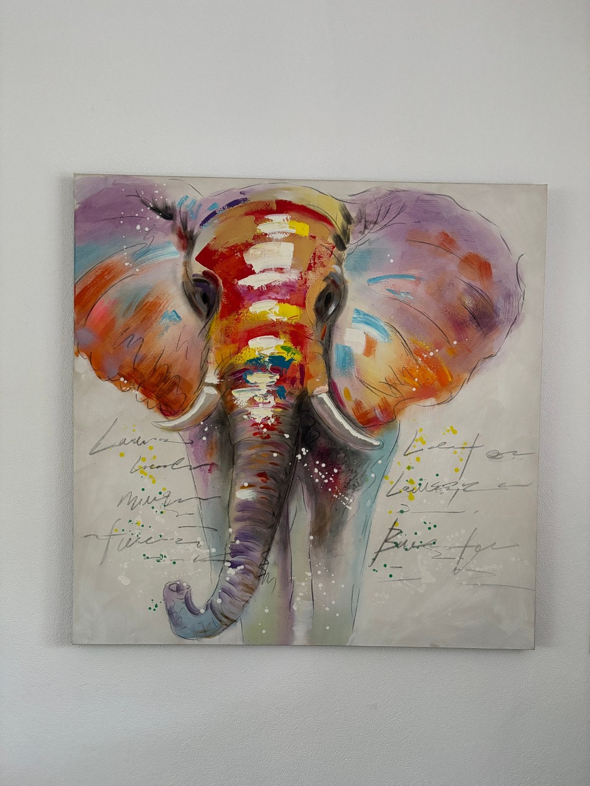 Kleurrijk Olifant Schilderij - Modern Abstract Canvas, Ophalen, Acrylverf, Handgeschilderd, Dieren