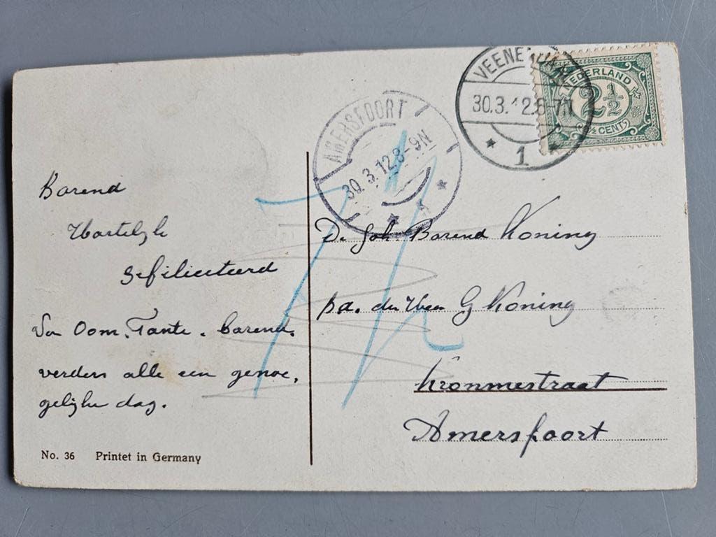 Veenendaal leparello postbode + posttas st 1912 zie info, Ophalen of Verzenden, Voor 1920, Gelopen, Utrecht