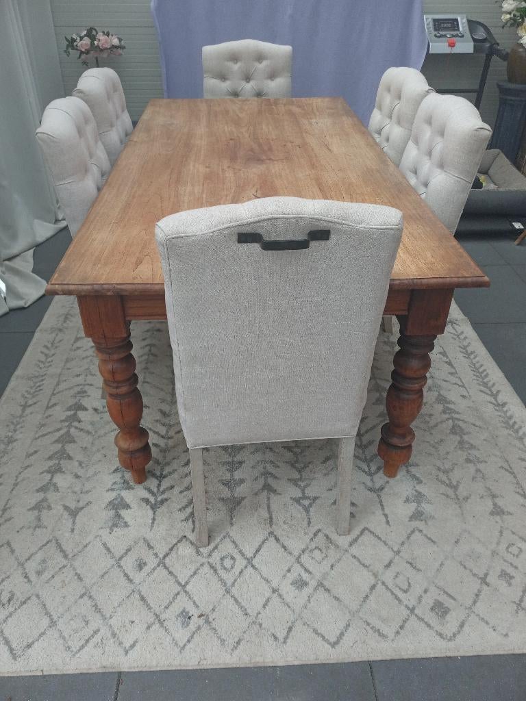 EETTAFEL MET 6 STOELEN, Huis en Inrichting, Tafels | Eettafels, Ophalen, Eikenhout, 200 cm of meer, 50 tot 100 cm