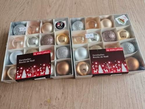 2x 16 stuks Mix rose goud kerstballen 4cm, Diversen, Kerst, Evora, Onbekend, Nieuw, Ophalen of Verzenden