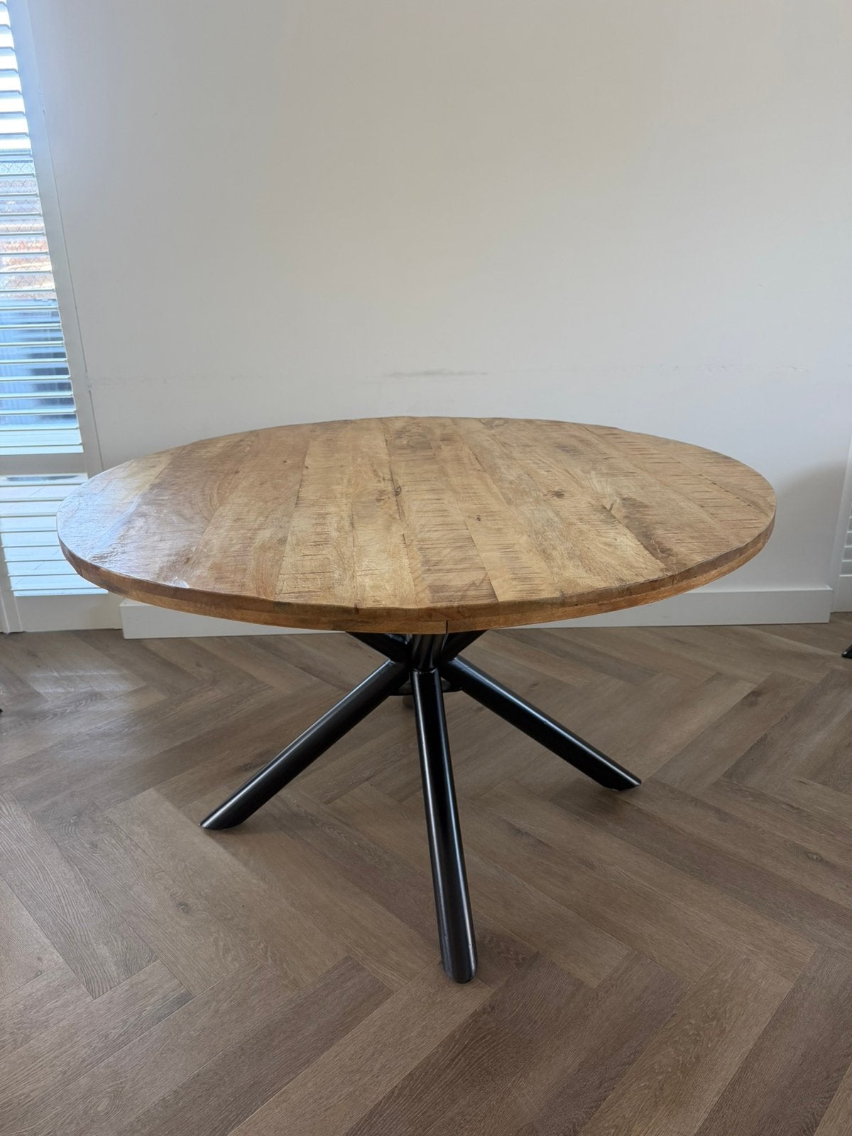 Ronde eettafel, Huis en Inrichting, Tafels | Eettafels, Ophalen, 100 tot 150 cm, Rond, Zo goed als nieuw