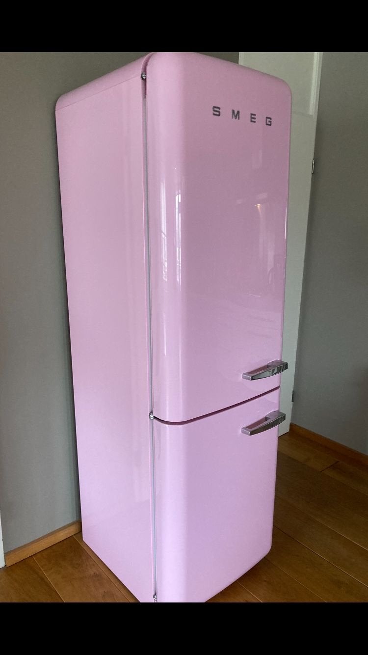 Smeg Koelkast met Vriezer - Roze Retro Design, Bella, 200 liter of meer, 60 cm of meer, Met aparte vriezer