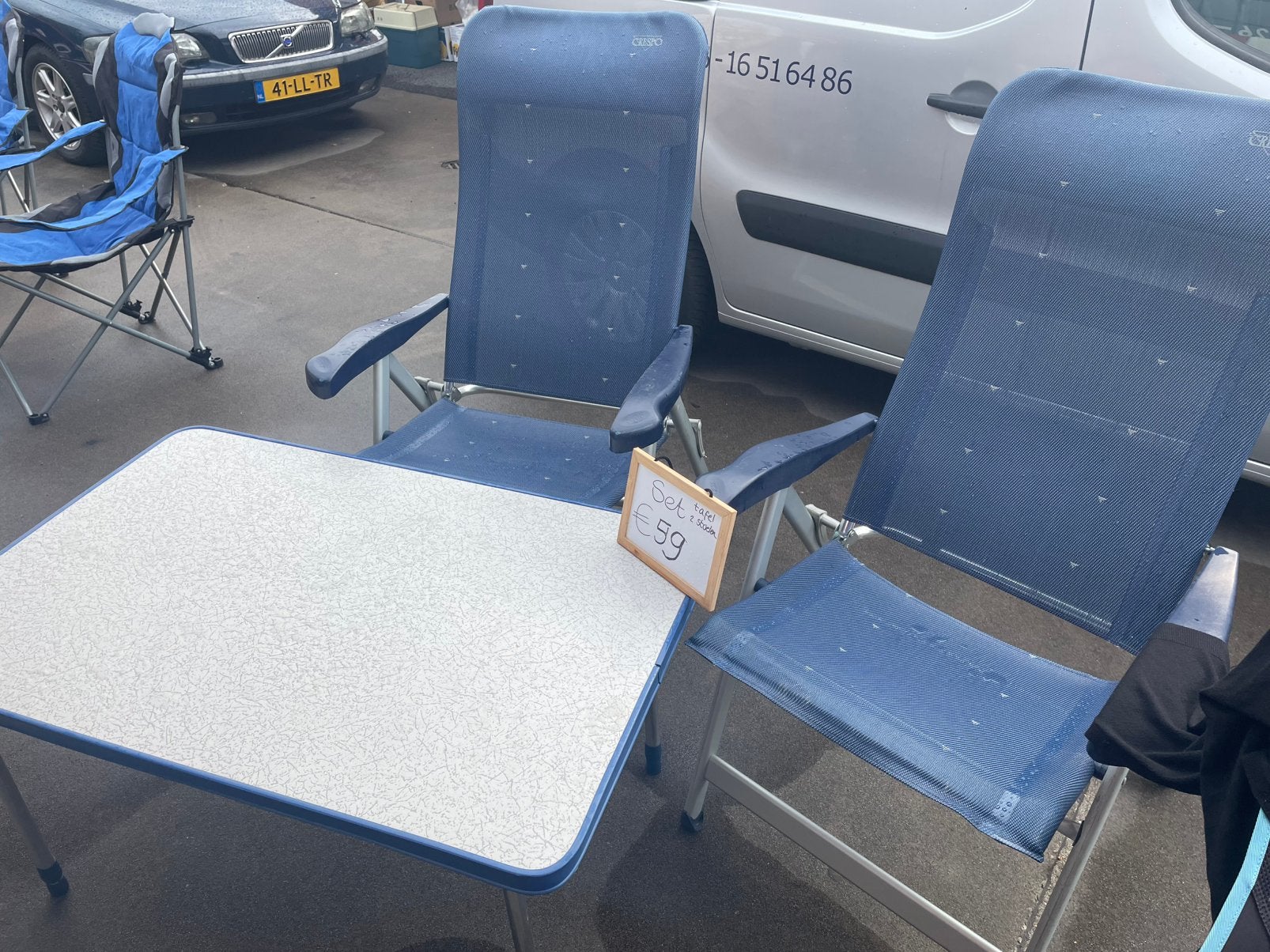 Crespo tafel en twee stoelen camping, Ophalen of Verzenden, Zo goed als nieuw, Campingtafel